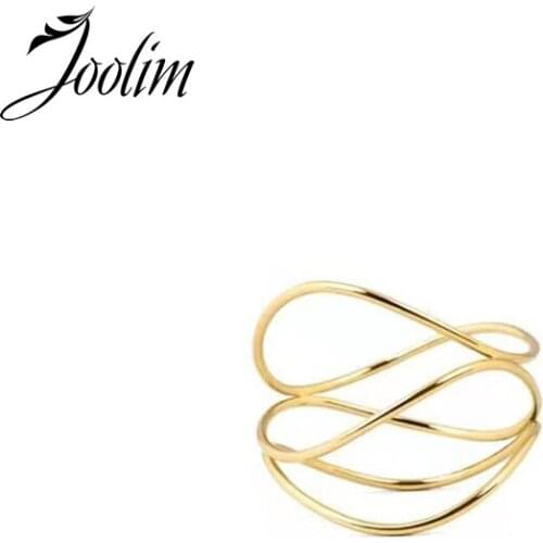Joolim High End 18K Gold PVD Fashion Symple Entry Lux Kinking Rings for Women Stainless Steel Jewelry Wholesale