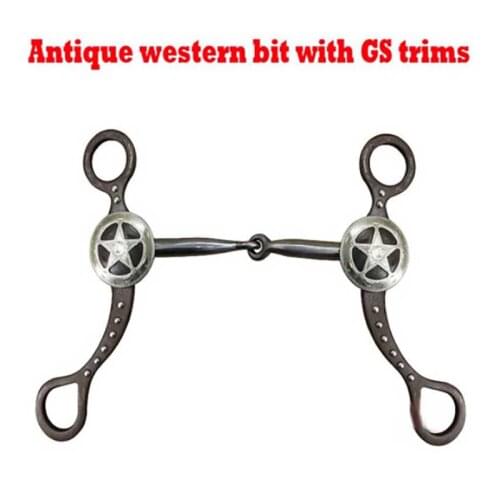 Western Stainless Steel Horse Mouth Hair Bronze Horse Bit Horse Mouth Piece SS Jointed Mouth With GS Trims Equipment Accessories