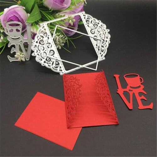 METAL CUTTING DIES 3pcs DIY Scrapbook album PAPER CRAFT embossing stencils template love greeting card frame rectangle cutter