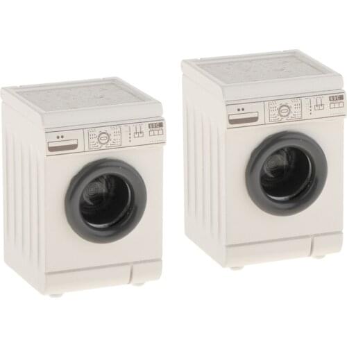 2pcs 1/12 Dollhouse Miniatures White Washing Machine Washer Home Appliance