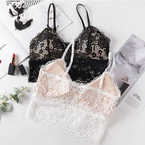 Fashion Casual Women Lady Lace Strap Bras Tops Tube Chest Wrap Bandeau Underwear Black Women Sexy A Chest Pad Wearing Sport LW