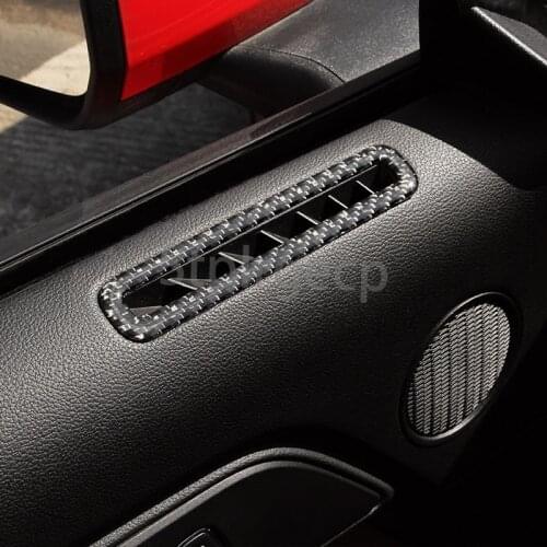 Real Carbon Fiber Car Door Air AC Outlet Vent Molding Cover Trim Sticker For Ford Mustang 2015 2016 2017 2018 Car Styling
