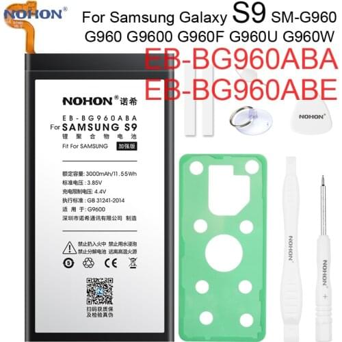 Nohon Battery For SAM S9 EB-BG960ABA EB-BG960ABE SM-G960 G960 G9600 G960F G960U G960W For Samsung Galaxy S9 Batteries with Tools