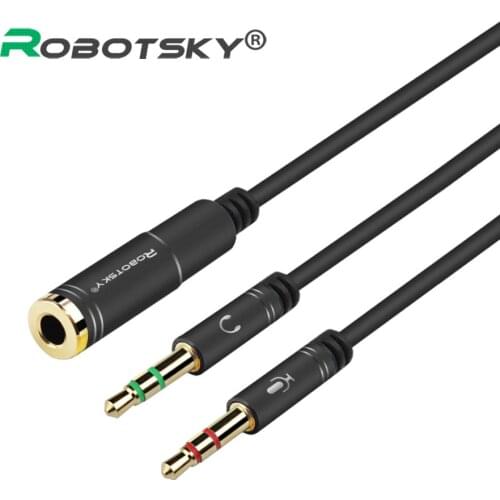 NEW 3.5mm Jack Microphone Headset Audio Splitter Cable Female to 2 Male Headphone Mic Aux Extension Cables For phone Computer