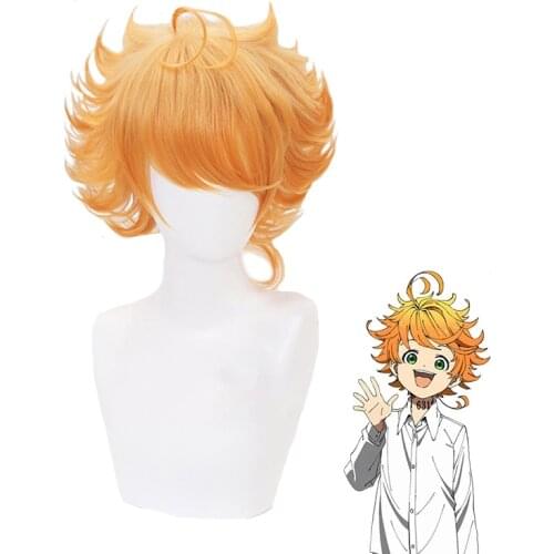 Emma Cosplay Wig Anime Yakusoku no Neverland The Promised Neverland 63194 Orange Heat Resistant Synthetic Hair Wigs + Wig Cap