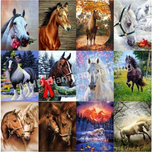Full Drill circular Diamond 5D DIY Diamond Painting"horse"Diamond Embroidery Cross Stitch Rhinestone Mosaic Painting horse OAA68