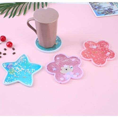 Cute Silicone Coaster Japanese Cherry Ocean Table Cup Mat Non-Slip Drink Placemat Hot Coffee Drink Insulation Pad Kitchen Tools