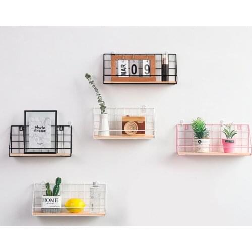 Nordic Wall Decoration Storage Shelf Vintage Metal Iron Sundries Storage Rack Decorative Wall Hanging Shelves Organizer Holder