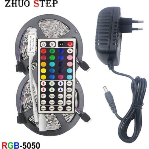LED Strip Light RGB SMD 5050 2835 LED Tape 5M Waterproof LED Flexible strip diode lighting Ribbon controller DC 12V Adapter set