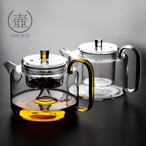 High temperature resistant steaming teapot Japanese crystal color glass teapot filter liner large capacity transparent tea pot