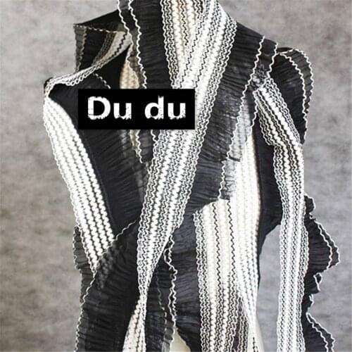 50*11cm Black white Pressure plait Lace Garment accessories waves Texture lace Dress accessories Fabric DIY
