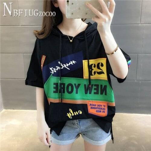 2020 New Summer Graffiti Contrast Color Women T Shirt Loose Plus Size Female Tee Shirts