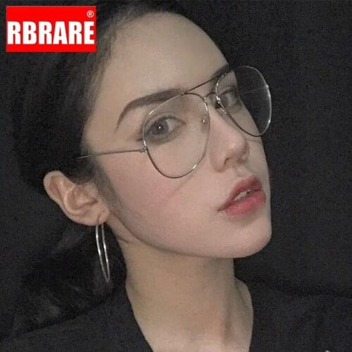 RBRARE Oversized Alloy Frame Glasses Women Retro Eyeglasses Frame Women Metal Clear Lens Glasses Frame Eyewear Gafas De Marca