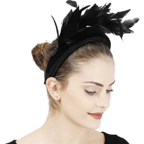 Hot Feather Headband Elegent Retro Exquisite Workmanship Headwear for Women and Girls Wedding Tea Party
