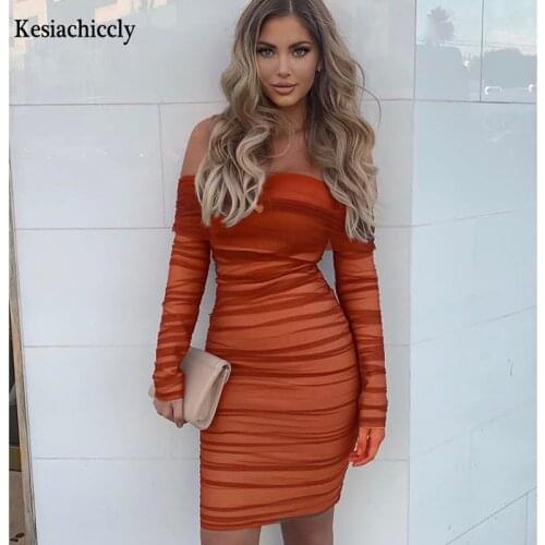 Kesiachiccly Fashion Sexy Party Dress Beach Birthday Black Strapless Dress Women New Simple Slim Off Shoulder Mesh Female Dress