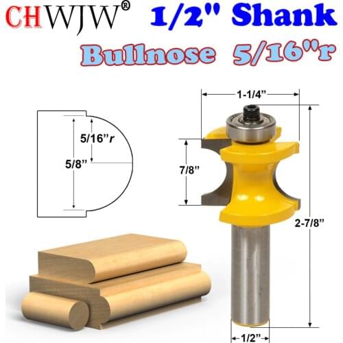 1 pc 1/2" Shank Bullnose Router Bit 5/16"r - 5/8" Bead Woodworking cutter Tenon Cutter for Woodworking Tools - CHWJW 13116
