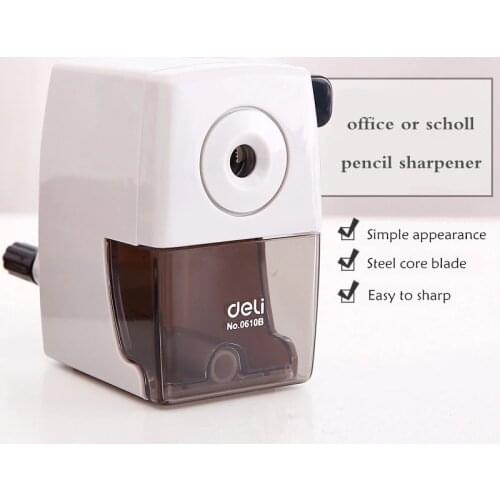 1 pcs metal Pencil Sharpeners basic type for office hand crank pencil cutting machine 2 colors white and black Deli 0610B
