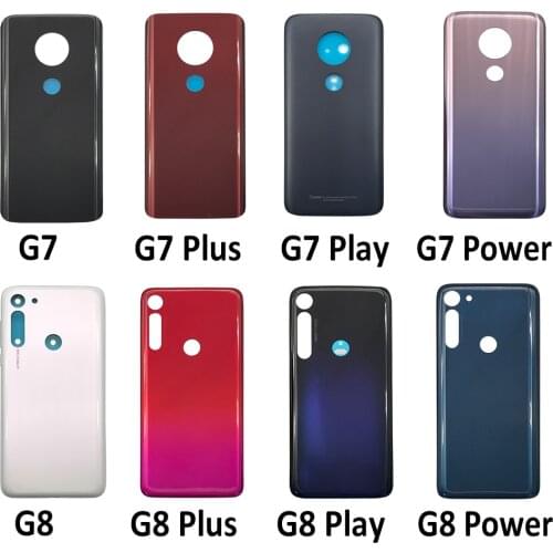 10Pcs For Motorola Moto G7 Power / G7 Plus / G8 Play Plus Macro Rear Back Cover Battery Glass Housing With Glue Adhesive Parts