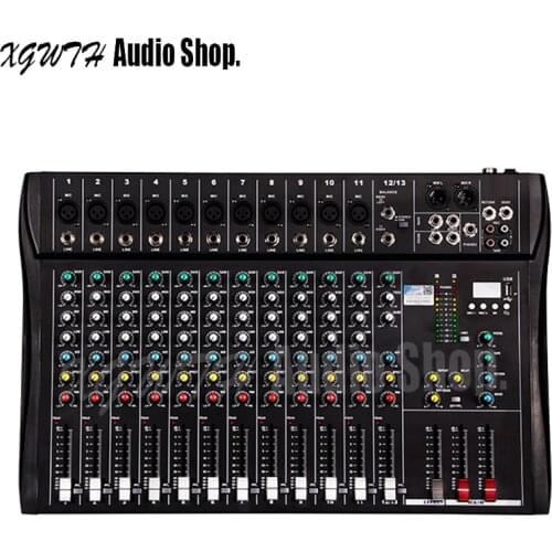 12 Channel Bluetooth Mixer USB Digital DSP Effects Microphone Audio Sound Mixer Console 48V Phantom Power for Recording DJ Stage