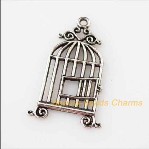 12 New Animal Charms Tibetan Silver Tone Flower Birdcage Pendants 21x33.5mm