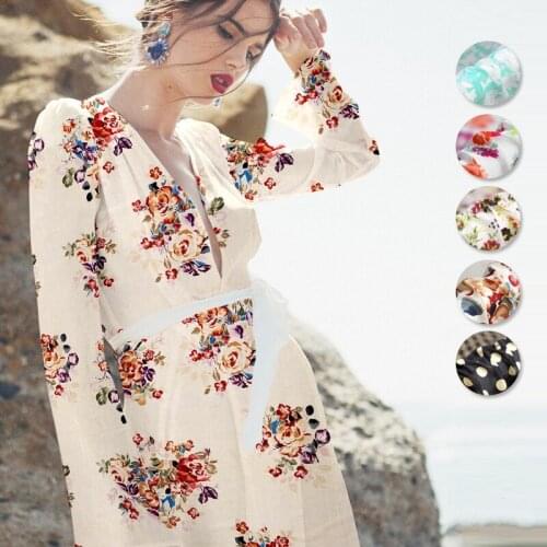 135CM 9MM Print Silk Cotton Fabric for Spring Autumn Dress Shirt Clothes Jacket J217