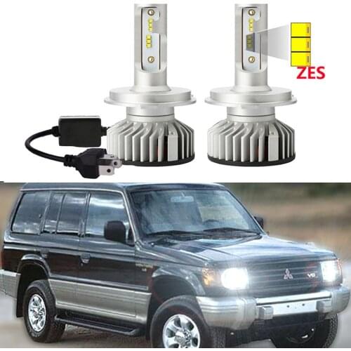 2Pcs Car Led Headlight Bulb For Mitsubishi Pajero Montero Shogun V20 NH NJ NK NL 1991-1999 ZES Chips High Low Beam LED Headlamp