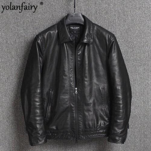 2020 New Genuine Leather Jacket Men Autumn Winter Sheepskin Coat Real Leather Jackets Short Chaqueta Cuero Hombre 16301833M01-24