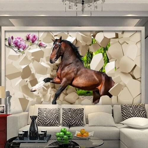 3D Stereoscopic Horse Broken Wall Wallpapers For Bedroom Living Room Sofa Background Wall Mural Custom Non-woven Photo Wallpaper