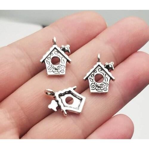 40pcs/lot--17x13mm, Birdcage cham,Antique silver plated Bird House charms ,DIY supplies, Jewelry accessories