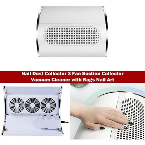 40W Nail Dust Collector 3 Fan Suction Collector Vacuum Cleaner with Bags Nail Art with 2 dust bags EU/US Plug