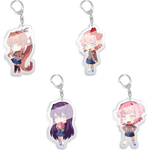 5pcs 10pcs 4Kinds Natsuki Sayori Yuri Monika PVC Pendant Keychain Keyring