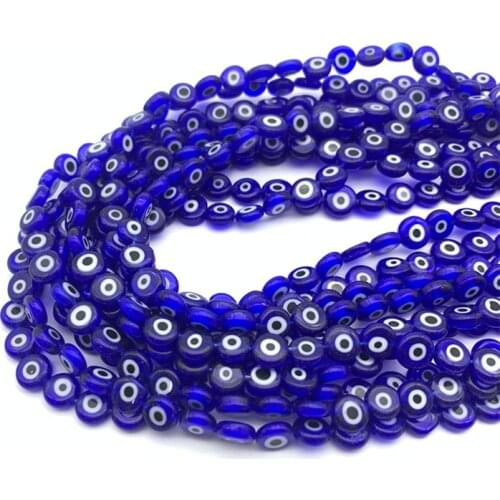 6/8mm Glass Multicolor Round Flat Shape Evil Eye Beads for Jewelry Making Jewelry Diy Accessories