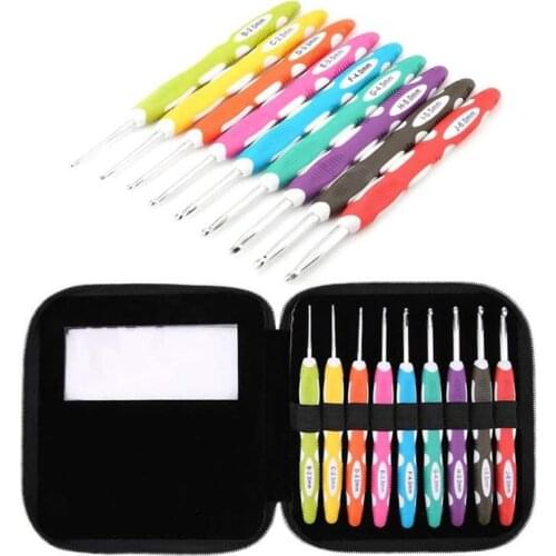 9pcs Knitting Needles Soft Handle Aluminium Crochet Hooks Set Knitting Needles Kit Sweater Weave Knitting Tools