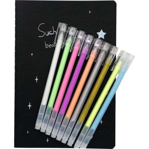 9Pc Pen+1pc Notebook Set 2020 Sketchbook Diary for Graffiti Soft Cover Black Paper Sketch Book Notebook Office School Supplies