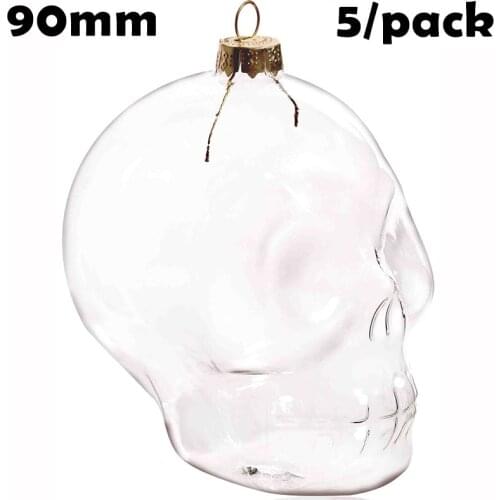 Promotion - DIY Paintable Home Event Garden Glass Christmas Decoration Ornament 90*65mm Glass Skull, 5/Pack