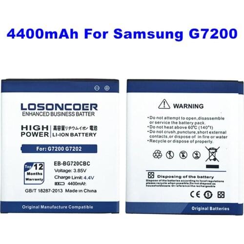 LOSONCOER 4400mAh EB-BG720CBC For Samsung Galaxy Grand3 G7200 G7202 G7208V G7209 Grand Max High Capacity Lithium-ion Battery
