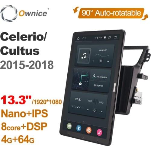 13.3 Inch 1920*1080 Ownice 1 Din Android 10.0 Car Radio for Suzuki CELERIO/CULTUS 2015 - 2018 GPS Auto Audio System Rotatable