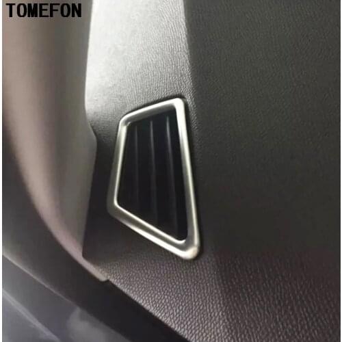 TOMEFON Car Sedan Styling For PEUGEOT 308 LHD 2014 2015 2016 ABS Chrome Front Console Air Conditioning Outlet Air Vent Trim 2pcs