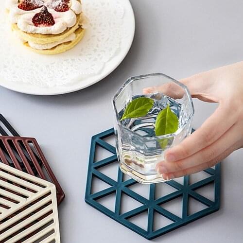 Household Hexagon Heat-insulated Non-slip Silicone Table Mat Placemat Coaster