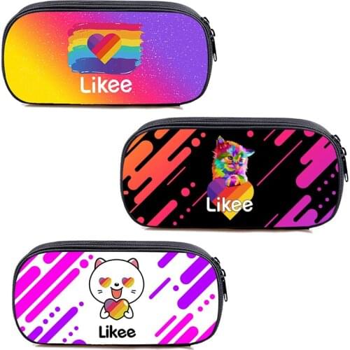 "LIKEE 1 (Like Video)" Pencil Case Women Russia Likee Pencil Box 3D Cosmetic Cases Makeup Bag for Girls Zipper School Supplies