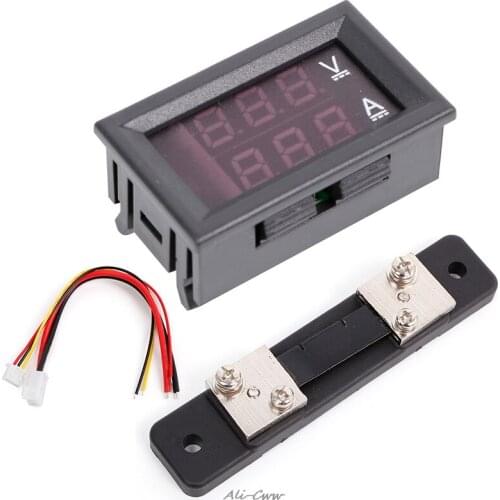 0-100V/50A Red Blue Digital Voltmeter Ammeter 2in1 DC Volt Amp Meter W/ Shunt