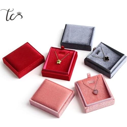 Necklace Holder Jewelry Gift Box Velvet Ring Necklace Earring Packaging Box Jewelry Organizer Display Showcase