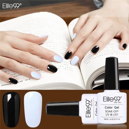 Elite99 10ml Black White Color Macaron Nail Gel Polish Vernis Soak Semi Permanent UV Gel Varnish Nail Art Manicure Gel Lacquer