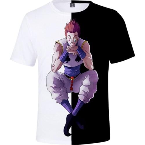 Hip Hop Hisoka 3D T shirt men women suitable Tees short sleeve boys girls summer Hot printed 3D comic Hisoka white+black t-shirt