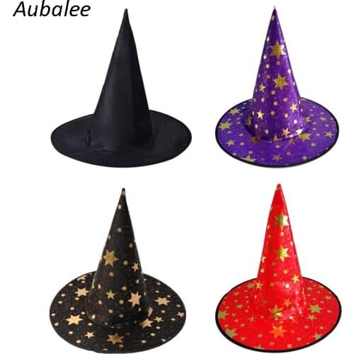Adult Kids Black Witch Hats Wizard Cosplay Top Hat Party Cap Halloween Masquerade Decor Birthday Wedding Head Wear Gift