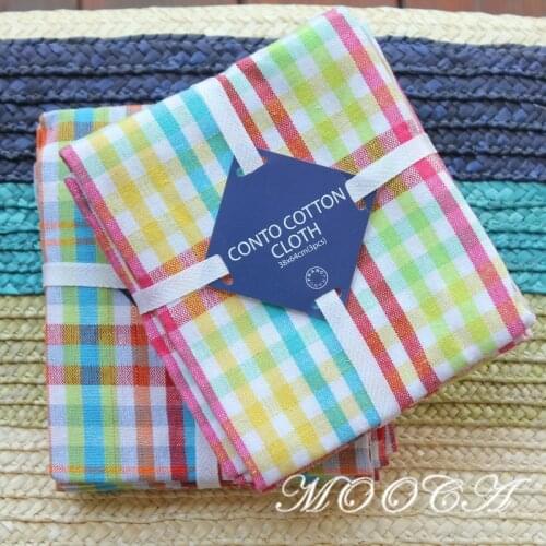 3PCS Colorful Plaid Cotton Kitchen Napkin Kitchen Towels Scouring Pad
