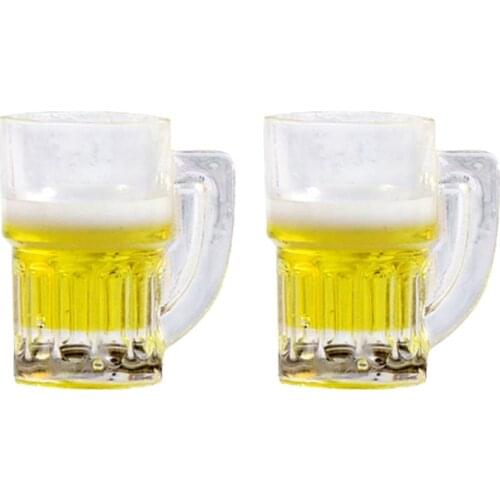 Julie Wang 10PCS Resin Beer Cup Charms Artificial Beer Mug Jewelry Making Accessory Dollhouse Decor
