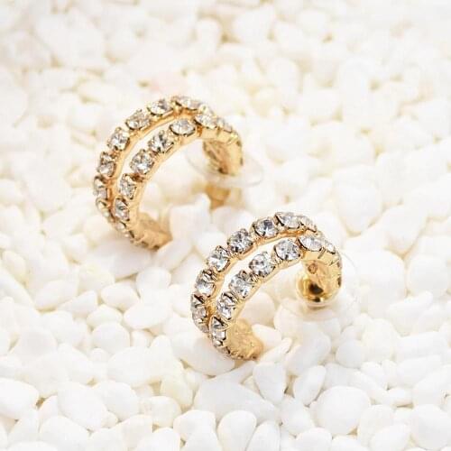 Korean Handmade Elegant fresh Crystal Cute Hoop stud Earrings For Women Students summer beach Circle Boucle d'oreille Jewelry