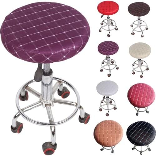 Round Chair Cover Elastic Bar Stool Covers Swivel Chair Slipcover Cotton Fabric Seat Protector for Hair Salon Hotel Decor