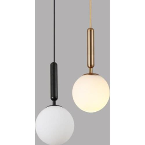 Milky glass Transparent glass golf glass ball modern hanging lamps Electroplated Copper Gold scrub Black Iron pendant lighting